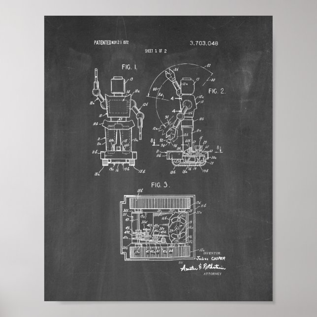 Toy Robot Patent - Chalkboard Poster (Front)