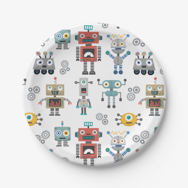 Toy Robots Paper Plate (Front)