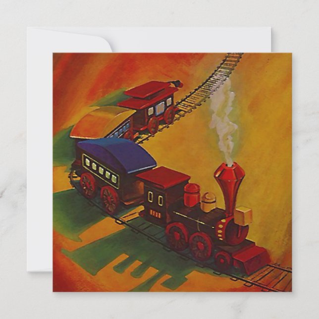 TOY RR TRAIN TRACKS  ~BIRTHDAY PARTY INVITATION (Front)