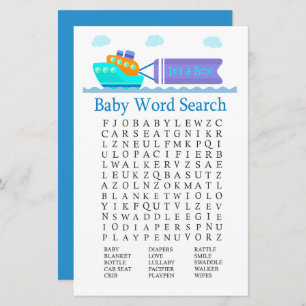 Toy Ship Baby Shower Word Search Game