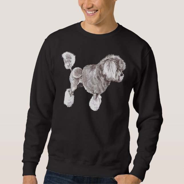 Toy Silver Poodle Dog Breed Show Stack Stand Sweatshirt (Front)