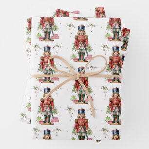 Toy Soldier Christmas Tree Wrapping Paper Sheet