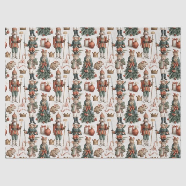 Toy Soldier Mice Christmas Pattern Tissue Paper (Front)