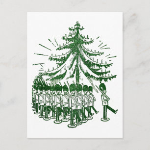 Toy Soldiers March Round a Tree Postcard