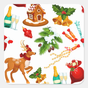 Toy Story   Merry Christmas Pattern Cute  Square Sticker