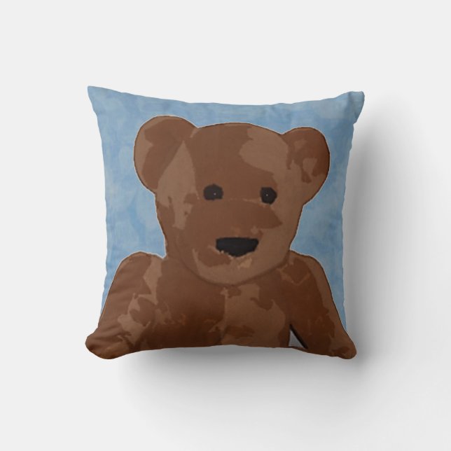 Toy Teddy Bear in Blue Cushion (Front)