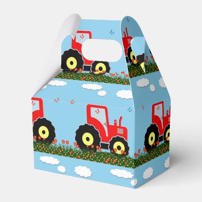 Toy tractor pattern favour box (Front Side)