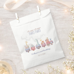 Toy Train All Aboard Birthday invite, Zoo Animals Favour Bag