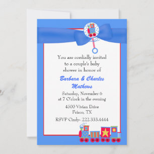 Toy Train Baby Boy Couple's Shower Invitation