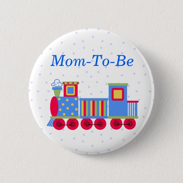Toy Train Baby Shower Mummy Pin Button (Front)
