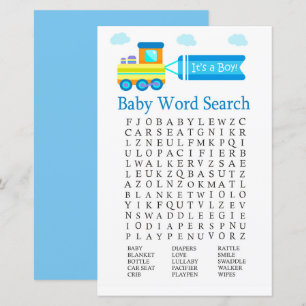 Toy Train Baby Shower Word Search Game
