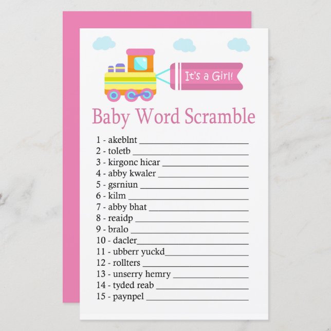 Toy Train Baby word scramble game (Front/Back)
