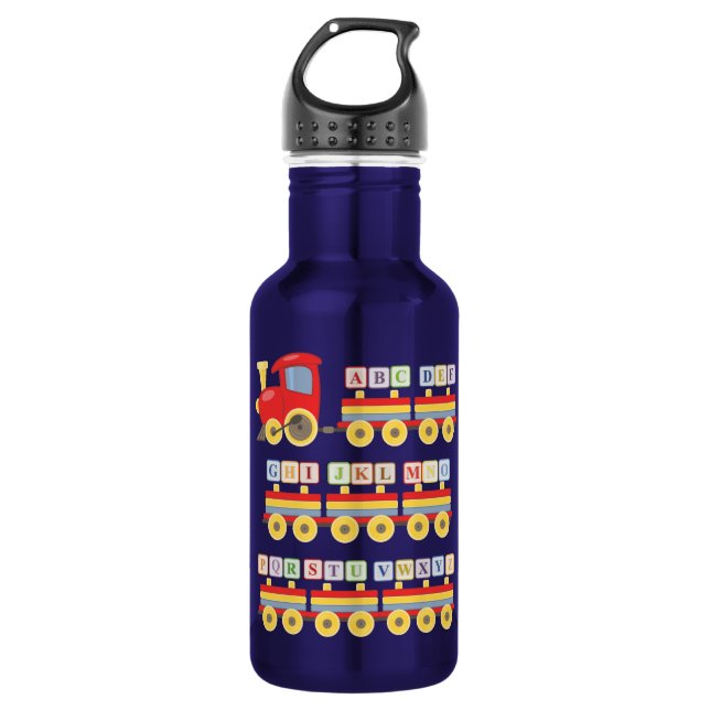 Toy Train Carrying Alphabet Blocks 532 Ml Water Bottle (Front)