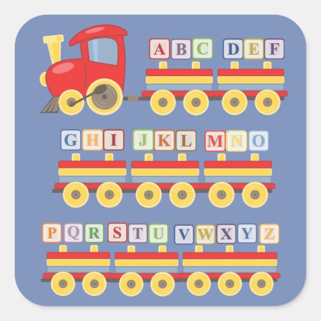 Toy Train Carrying Alphabet Blocks Square Sticker (Front)