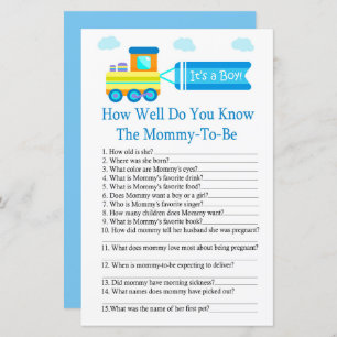Toy Train How well do you know baby shower game