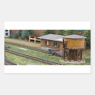Toy Train Platform Water Tower Rectangular Sticker