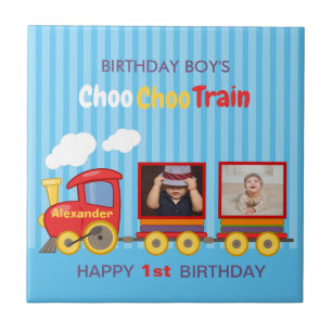 Toy Train Toddler Boy Birthday Blue Ceramic Tile