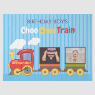 Toy Train Toddler Boy Birthday Blue Tissue Paper