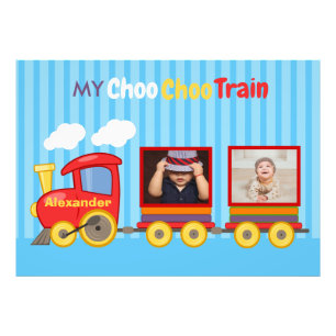 Toy Train Toddler Boys Birthday Blue Photo Print