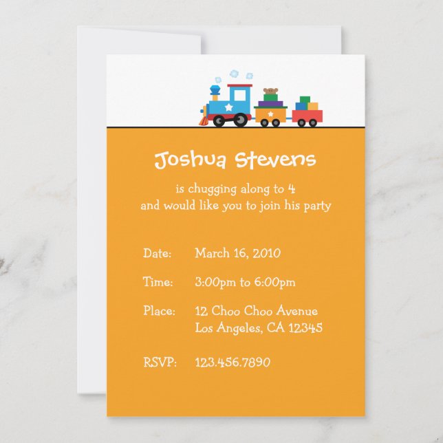 Toy Train Transport Birthday Theme Invitation Card (Front)