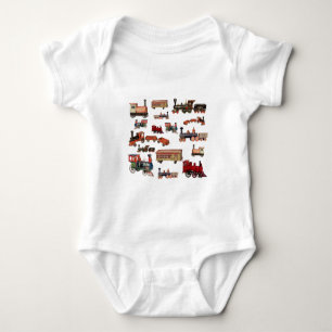 Toy Trains Colourful Trains Pattern Baby Bodysuit