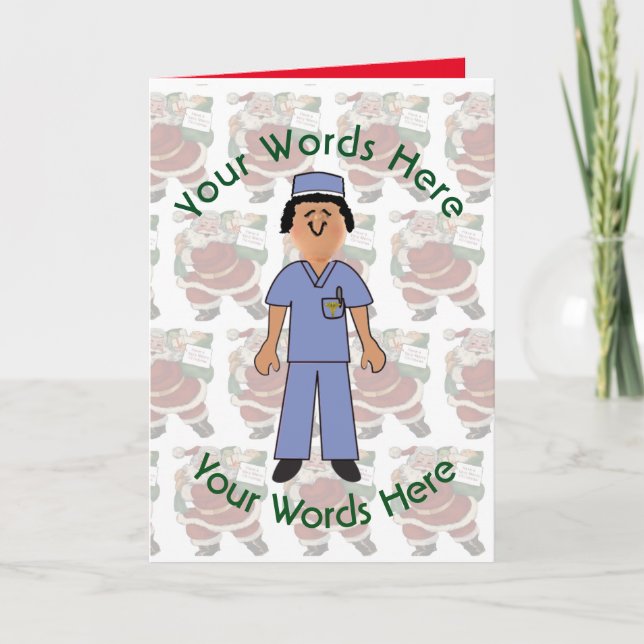 Toy White Female Doctor Custom Christmas Holiday Card (Front)
