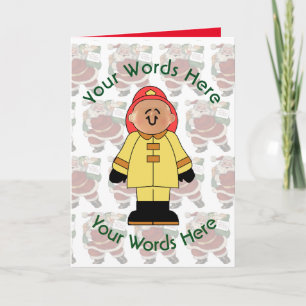 Toy White Male Firefighter Custom Christmas Holiday Card