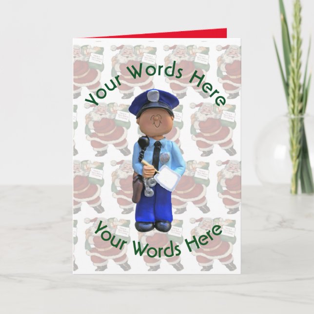Toy White Policeman Custom Christmas Holiday Card (Front)