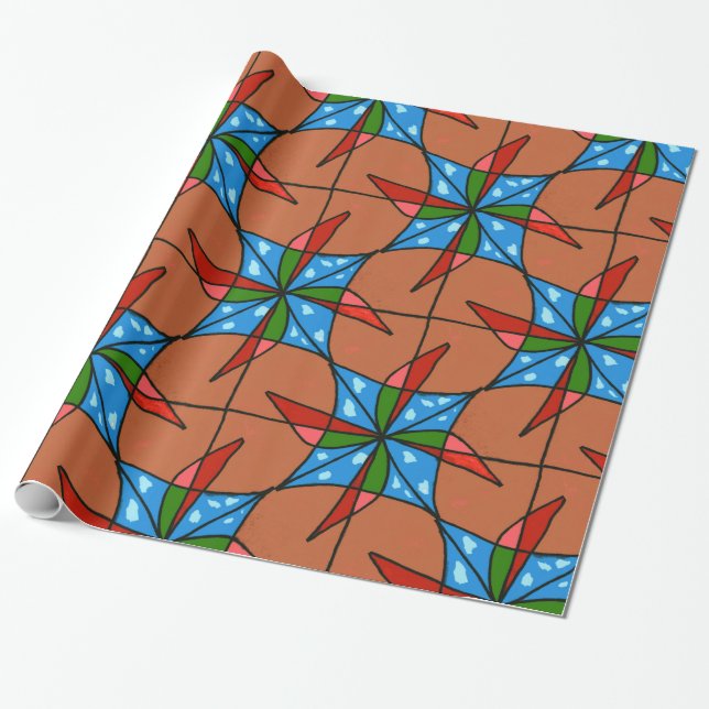 "Toy Windmill" Abstract Design Wrapping Paper (Unrolled)