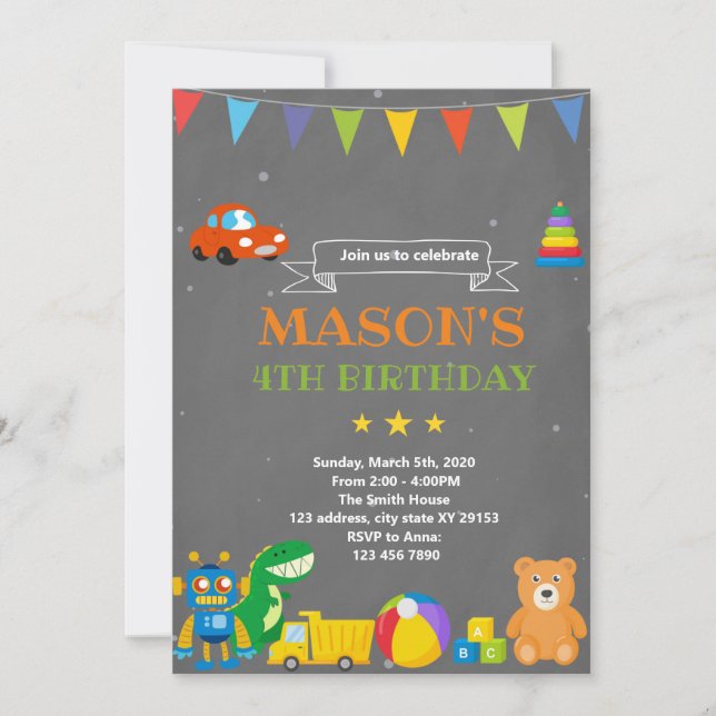 Toyland birthday theme invitation (Front)