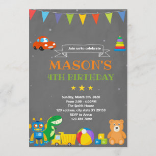Toyland birthday theme invitation