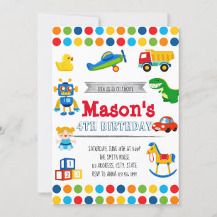 Toyland party birthday invitation