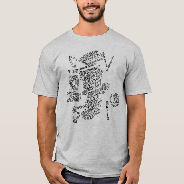 Toyota Corolla MR2 Engine Exploded View 4AGE T-Shirt (Front)