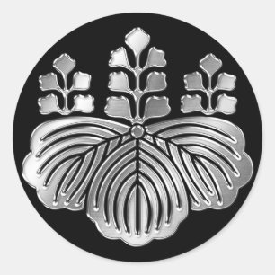 Toyotomi Clan Kamon Silver Chrome Classic Round Sticker