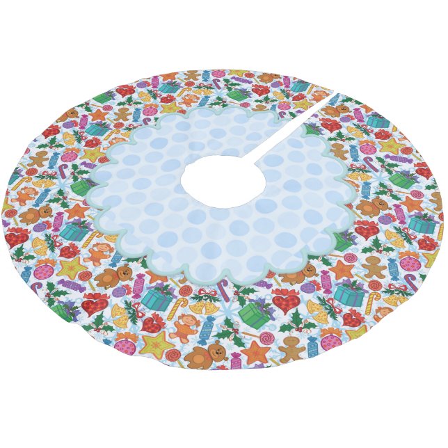 Toys and Treats Christmas Treeskirt Brushed Polyester Tree Skirt (Angled)