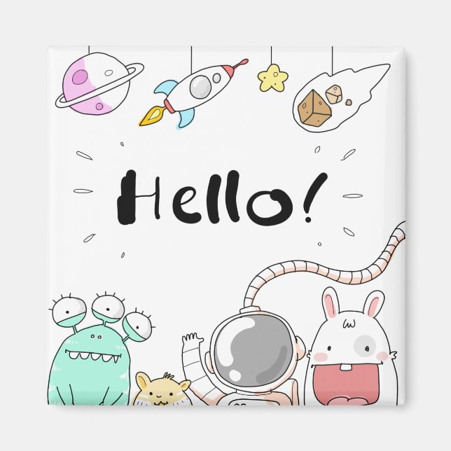 Toys Astronaut Rocket Planet Galaxy Alien Monster. Magnet (Front)