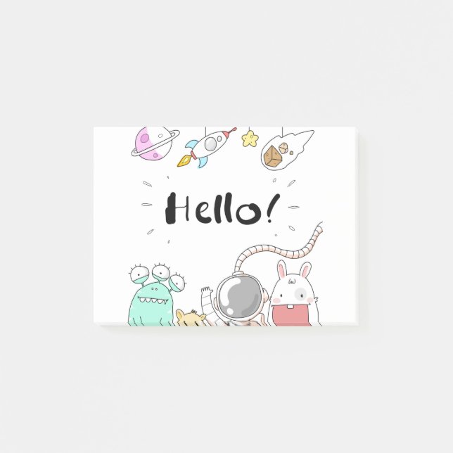 Toys Astronaut Rocket Planet Galaxy Alien Monster. Post-it Notes (Front)