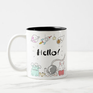 Toys Astronaut Rocket Planet Galaxy Alien Monster. Two-Tone Coffee Mug