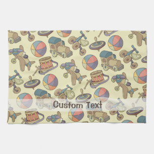 Toys Icons Background Tea Towel