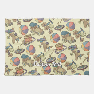 Toys Icons Background Tea Towel