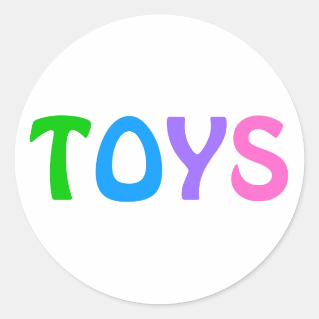 TOYS in Colourful Lettering Classic Round Sticker (Front)
