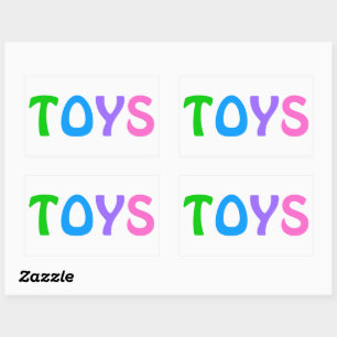 TOYS in Colourful Lettering Rectangular Sticker