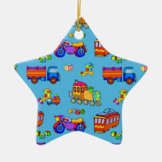 Toys - Red Trucks & Orange Trains Ceramic Tree Decoration