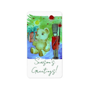 Toys Under The Tree Christmas Card Label
