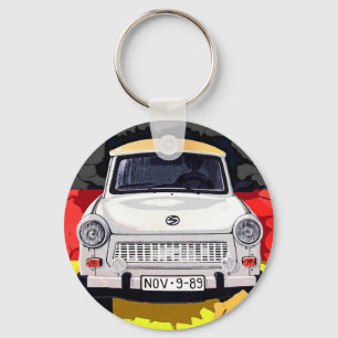 Trabant Car and German Flag, Berlin Wall Key Ring