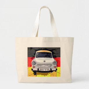 Trabant Car and German Flag, Berlin Wall Large Tote Bag
