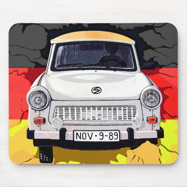 Trabant Car and German Flag, Berlin Wall Mouse Pad (Front)
