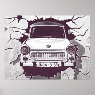 Trabant Car , Black & White, Berlin Wall (1) Poster