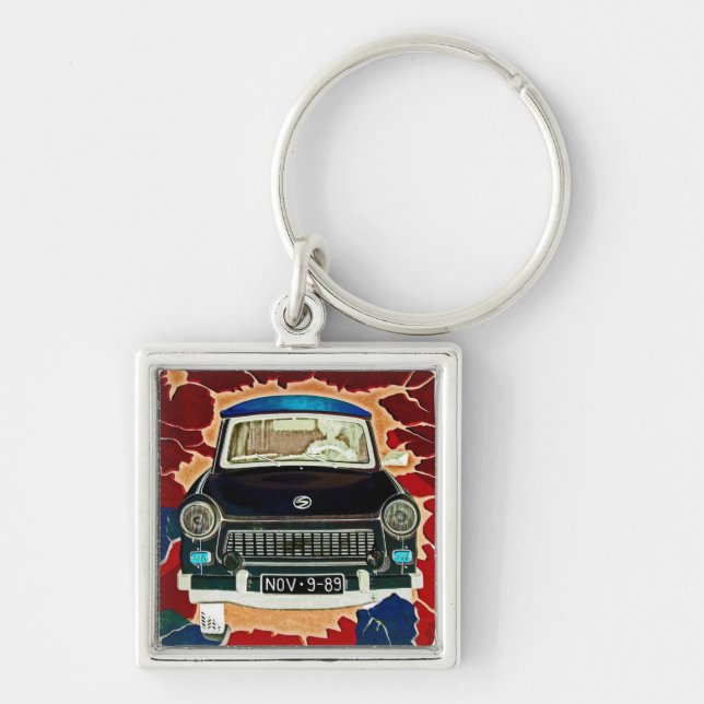 Trabant Car , Browns and Reds, Berlin Wall Key Ring (Front)