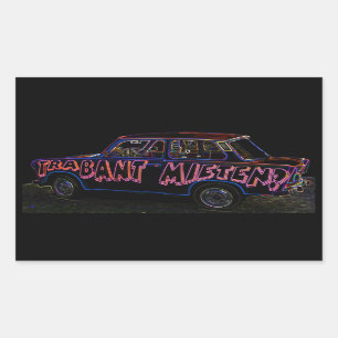 Trabant Car for Rent(Mieten),Black Back Rectangular Sticker